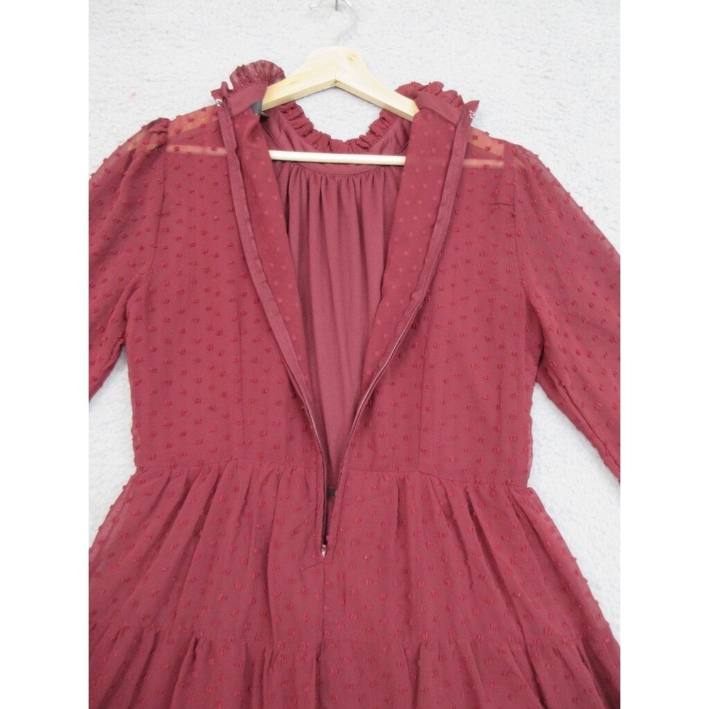 Trixxi Dress Womens L Red‎ Sheer Dark Romance Cottagecore Whimsy Earthy Ethereal - Picture 9 of 16